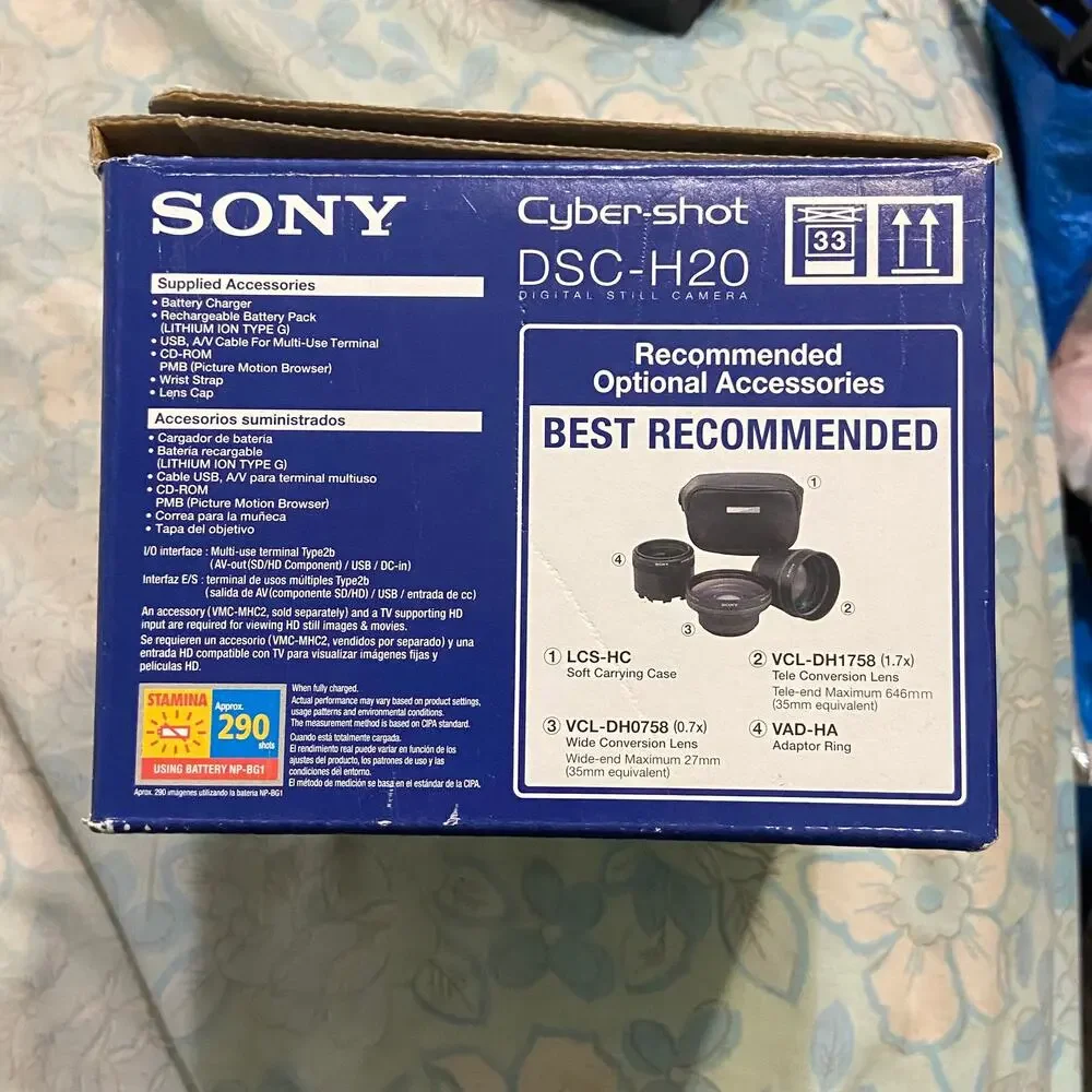 Sony Cyber Shot DSC H20 10.1 MP Digital Camera Battery Cord Manual Disc Ppwk